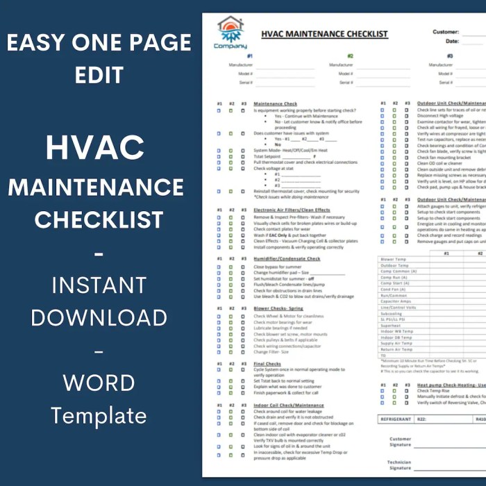 Hvac maintenance checklist preventative report contractors